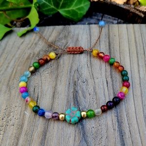 Multicolor Tiny Bead  Gemstone Crystal Adjustable Bracelet